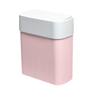 Bathroom Trash Can with Lid, 12L Small Plastic Garbage Can for Kitchen with Press Top Lid, 3.2 Gallon Slim Dog Proof Wastebasket Trash Bin for Office, Bedroom, Living Room, Home Cabinet-Pink