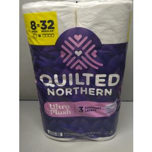 Quilted Northern Ultra Plush Toilet Paper, 8 Super Mega Rolls = 48 Regular Rolls, 3X Thicker*, 3 Ply Soft Toilet Tissue 