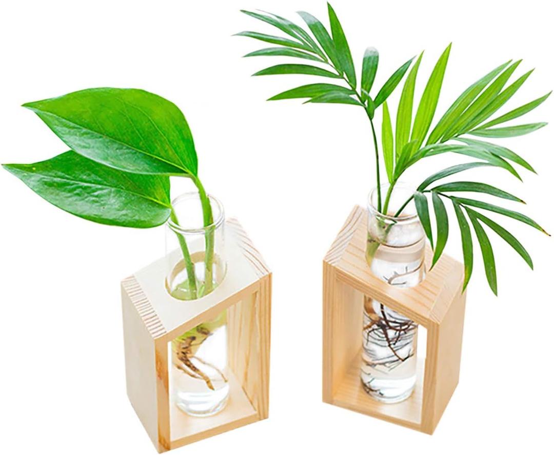 Propagation Station, Plants Terrarium, Plants Lover Gifts for Women,Plant Cutting Holder Home dcor,Gifts for Women,House Warming New Home-2 Tubes-Beige