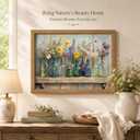 Wood Framed Farmhouse Plants Flowers Wall Art Wildflowers Colorful Glass Bottles Wall Decor Rustic Wildflower Poster Print Artwork for Bathroom Living Room Bedroom Study Room Home Decoration, 24"L x 16"W