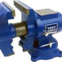 Yost Vises 750-E Multi-Jaw Rotating Vise Syste, 2 in 1 Multipurpose Bench and Pipe Vise, Secure Grip with Swivel Base, Made with a Combination of Ductile Iron & Hardened Steel, Medium, Blue