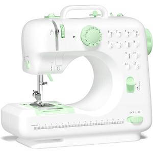 Beginner Sewing Machine, 12 Built-in Stitches with Foot Pedal, 2-Speed Control, Portable Mini Sewing Machine for Home Travel Use & Sewing Enthusiasts (green)