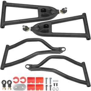 Front Upper & Lower A-Arms Kit for 20092014 Polaris RZR S 800 & 20102014 RZR 4 800, 1.5" Forward Offset High Clearance, Adjustable Camber, Heavy-Duty DOM Steel, Wrinkle Black Powder Coated