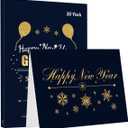 NUOBESTY Happy New Year Cards with Envelopes, 30 Pack Christmas Blank Foldable Greeting Cards Boxed Set for Holiday Wishes, New Year Crafts, Festive Decor, Family and Friends