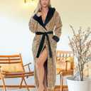 Alexander Del Rossa Plush Fleece Robe for Women, Long Hooded Bathrobe with Hood, Plus Size (L)