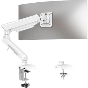 Single Monitor Desk Mount, 13-32 inch Adjustable Full Motion Monitor Arm, Computer Monitor Stand Holder with Clamp and Grommet Base, Fits 4.4 to 22lbs Screens, VESA Mount Bracket, White, Freelift Pro