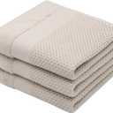Mia'sDream Cotton Hand Face Head Towel Waffle Weave Kitchen Tea Towel Dish Towels, Soft and Absorbent Bath Guest Gym Towel Washcloths, 13inch x 28inch 3 Pack (Khaki)