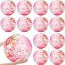 12 Pcs Inflatable Beach Balls Bulk 16 Inch Glitter Beach Balls Pool Toys for Summer Bachelorette Party Confetti Sparkling Clear Swimming Pool Toys for Party Favors (Pink)