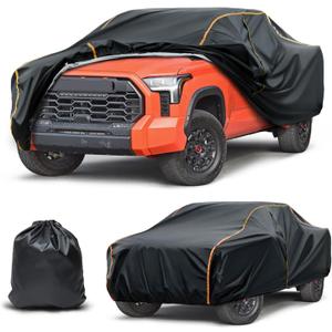 Car Cover Compatible with Toyota Tundra,Waterproof All-Weather Protection,Spunlace Cotton PEVA Truck Cover with Zipper Door