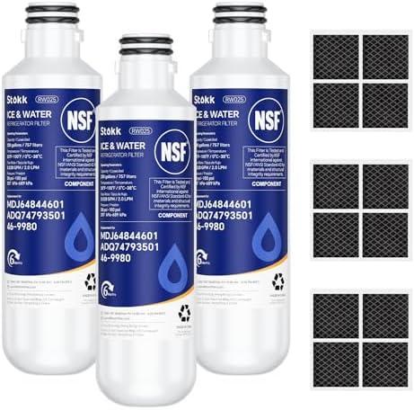 Stokk LT1000P ADQ747935 Refrigerator Water Filter Replacement, Compatible with LG LT1000P/PC/PCS, MDJ64844601, ADQ74793501, ThinQ, LMXS28626S, LFXS26973S, ADQ74793502 and LT120F Air Filter, 3Combo