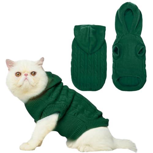 PUPTECK Winter Dog Cat Sweater Coat - Soft Cold Weather Clothes Knitwear for Kitties & Small Dogs Indoor Outdoor Walking Warm, Knitted Classic for Doggies Kitties Girls Boys, Green S
