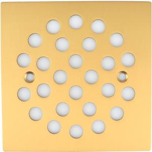 4-1/4 Inch Screw-in Square Floor Drain Cover Replacement Shower Grates with Screws (Brushed Golden)