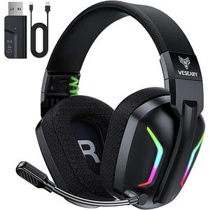 WESEARY Wireless Gaming Headset for PS5, PS4, PC, Switch| 20ms Low LatencyWESEARY Wireless Gaming Headset for PS5, PS4, PC, Switch| 20ms Low Latency
2.4GHz USB & Bluetooth 5.4 Gaming Headphones with Mic, 50H Battery Life, 3D Spatial Audio, Dynamic Lighting, Aurora Black
2.4GHz USB & Bluetooth 5.4 Gaming Headphones with Mic, 50H Battery Life, 3D Spatial Audio, Dynamic Lighting, Aurora Black