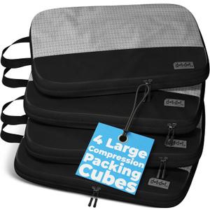 4pc Large Compression Packing Cubes for Travel - Luggage Packing Organizers - Travel Packing Cubes for Suitcases