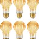 EDISHINE Vintage LED Edison Bulbs 8W, 60W Equivalent, 2200K Amber Warm Light, A19 Antique Edison Light Bulb with 80+ CRI, A19 Dimmable LED Bulbs, 700LM, E26 Medium Base, 6 Pack