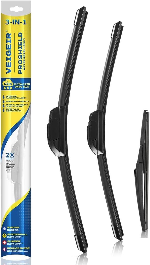 3 Pack Windshield Wiper Blades Compatible with Dodge Durango 2011-2023 Original Factory Quality Front Rear Wipers Blade Set for My Car - 22" 21" 12"