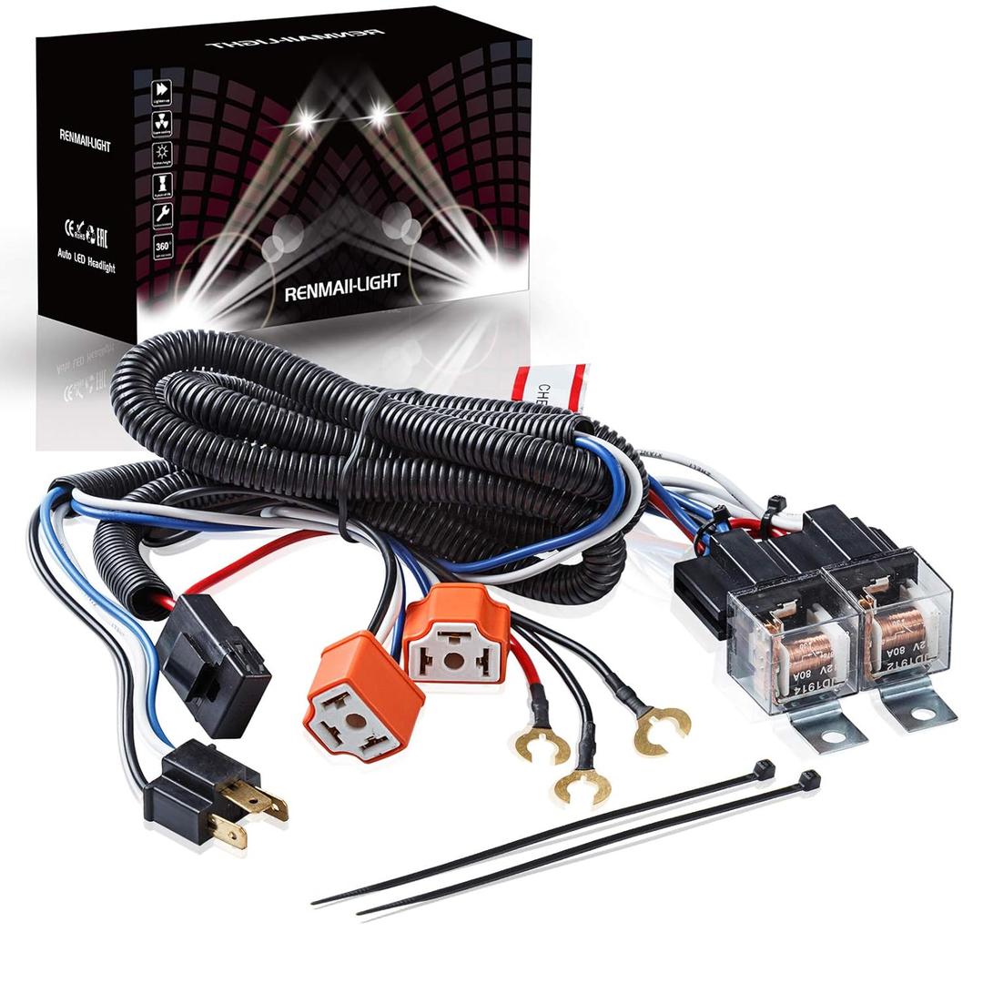 H4 Relay Harness 1set 2 Headlight H6054 6024 9003 5x7 7x6 Led Headlight Relay Wiring Harness Kit for Toyota 95-97 Tacoma 88-95 Pickup Upgrade Led Dual Ground Problem Negative Switched Conversion Kit