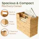 CHI AN HOME Wicker Magazine Basket, Handwoven Water Hyacinth Storage Bin & Organizer for Files, Books, Newspapers, Documents, Decorative Storage Bin with Handle for Office, Living Room, Dorm, Bathroom
