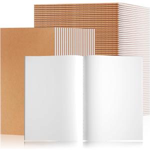 30PCS A5 Blank Kraft Notebooks Bulk, 8.3x5.5inch Unlined Paper Composition Notebook, 60 Pages Travel Journal Notebook Set for Work, School, Student,Kids and Writing