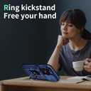 Weycolor for iPhone 14 Pro Max Case with Camera Lens Cover, HD Screen Protector, 10 FT Military Grade Drop Protection, Magnetic Ring Holder Kickstand Protective Phone Case, Navy Blue