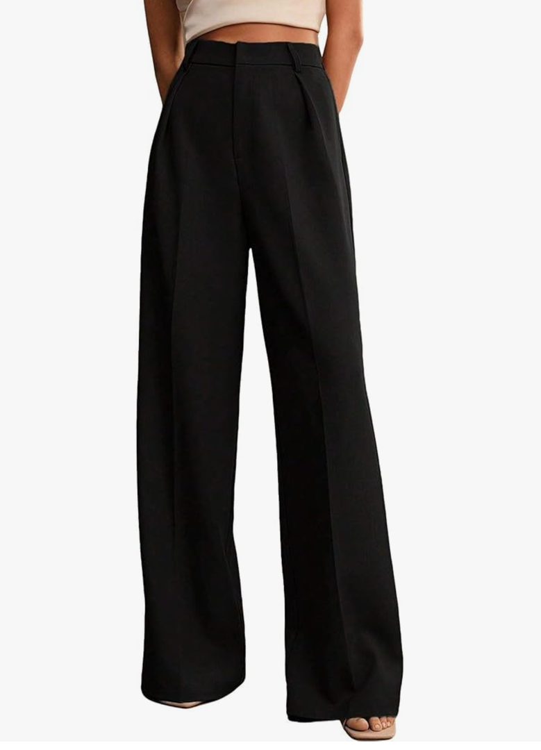 Womens Wide Leg Pants High Waist Straight Work Pants Office Business Casual Palazzo Trousers with Pockets, Size XS