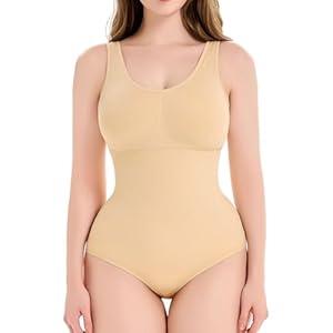 Shapewear Bodysuit For Women Sleeveless Body Shaper Ribbed Seamless Shapewear Tummy Control Tank Tops (X-Large)