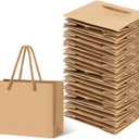 Fainne 24 Pcs Brown Mini Gift Bags with Handle Kraft Gift Card Bags Bulk Extra Small Paper Party Favor Boxes Tiny for Mother's Day Wedding Baby Shower Birthday Wrapping Supplies, 4.7 x 3.9 x 2.3 Inch