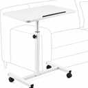 Adjustable Bedside Table with Wheels, Rolling Desk for Laptop and Eating