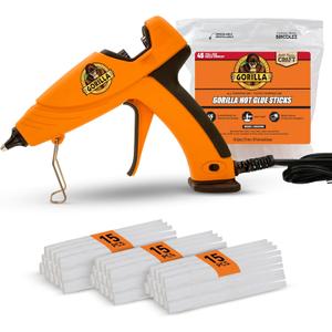 Gorilla Hot Glue Gun Kit (Pack of 1 Full Size Hot Glue Gun and 45 Sticks) - Dual Temp, Precision Nozzle, and Easy Squeeze Trigger