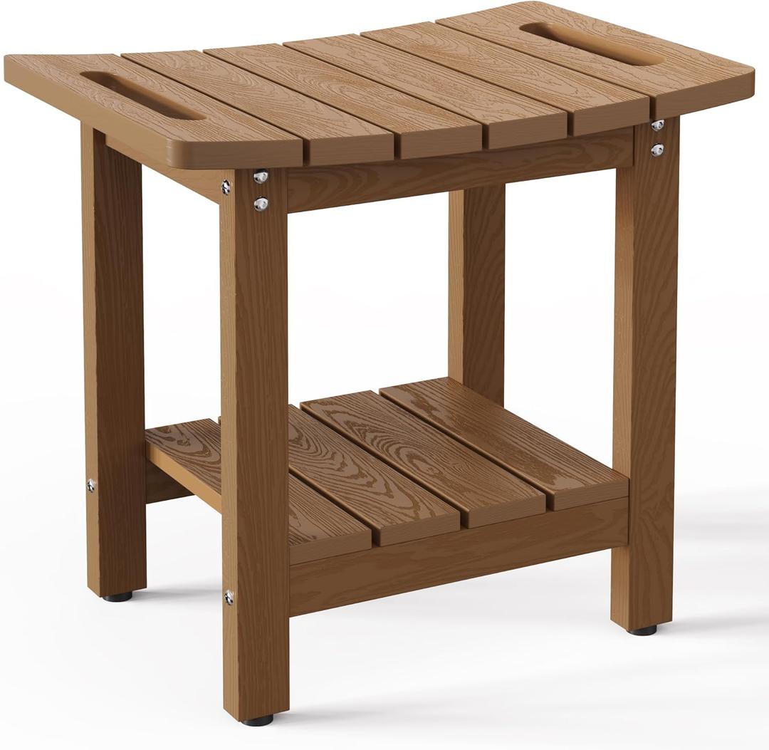 HIPS Shower Benches for Inside Shower, Shower Stool with Space-Efficient Storage Shelf, Waterproof Shower Chair Seat for Spa Bathroom(Brown)