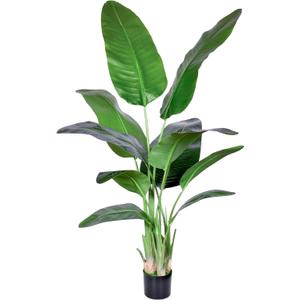 Artificial Bird of Paradise Plant,Faux Palm Tree Potted Plant with Real Touch Leaves,Fake Trees for Home Living Room Office Indoor Outdoor Decor(5FT-1Pack) (6in)