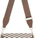 Lushandy Bum Bag Women's Checkered Crossbody Bag Nylon Cross Body Bags Plaid Mom Everyday Purse for Travel (05-white and Brown)