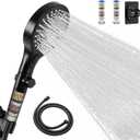 Filtered Handheld Shower Head with Hose and Holder, 5.1" Large High Pressure Shower Wand with 2 Extra Filters, Matte Black Showerhead Set for Hard Water, 3 Spray Modes & One-Key Pause