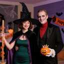 Halloween Black Witch Hats for Women Adult - Halloween Adult Witches Hat Costume Accessories for Women, Sparkly Best Fancy Witch Hat With Veil for Girl Woman Celestial Sequin Witches Hats (Black)