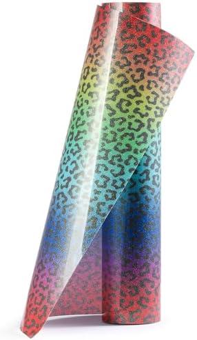 TransWonder Gradient Leopard Glitter-HTV Glitter-Heat-Transfer-Vinyl 12 x 5ft. Glitter Heat Vinyl Iron on Vinyl for Cricut Sihouette Cameo T Shirts 2 Pack