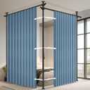 100% Blackout Room Divider Curtains Sets Blue 2 Panels W100 x L96in No Drill Curtain Rods(H) 43-120×(W) 35-200 in for Office Privacy Partition Separator