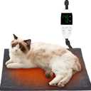 Heated Dog Cat Bed Indoor - Pet Heating Pad Machine Washable Cover, Temperature Adjustable, 12H or Always on Heating Time Heated Blanket, LCD Display (18 x 18in, 1 Pack)