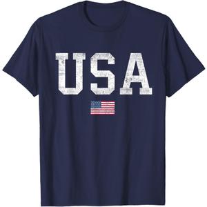 USA T Shirt Women Men Kids Patriotic American Flag July 4th T-Shirt, S Size