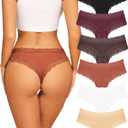 Womens Cotton Underwear Sexy Lace Brazilian Panties Soft Bikini Ladies Pack (L)