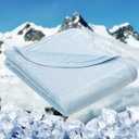 HOMFINE Cooling Blankets for Hot Sleepers - Summer Blanket Thin Lightweight Breathable Soft Double Side Enhanced Cooling for Bed Couch Sofa, Keep Cool for Night Sweats (Light Blue, 90 x 90 inches)