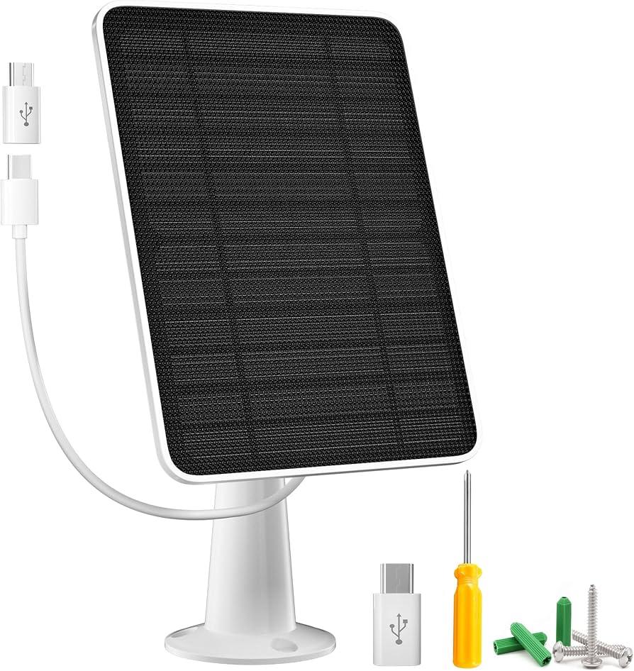 Solar Panel Charger with Micro USB Connection Compatible with Arlo Essential Spotlight/XL Spotlight Camera, 5W Arlo Essential Solar Panel, IP65 Waterproof 10ft Cable, (Not for 2K/2nd Gen), 1Pack
