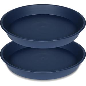 2 Pack of 18 19 inch Plant Saucer Drip Tray (16.6 inch Base), Heavy Duty Deep Plant Saucers for Pots, Plastic Flower Planter Water Trays for Indoors Outdoor (19", Blue)