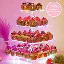 YestBuy 4-Tier Acrylic Cupcake Stand for 50 Cupcakes with Colorful LED Lights and 4.7" Clear Tiers, Perfect for Weddings, Birthdays and Dessert Tables