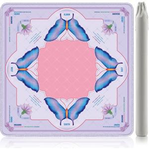 Mahjong Mat, 31.5x31.5 Inch for American Mahjong (Light Purple) | Rubber, Printed Mahjong Rules, Non-Slip Noise Reducing, Waterproof Easy Clean, Roll-Shipped Wrinkle-Free for Mahjong Party
