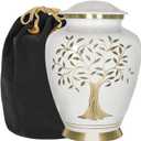 Trupoint Memorials Cremation Urns for Human Ashes, Tree of Life Decorative Burial Urn for Adult Men and Women, Large White