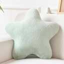 Xiashrk Star Pillow, Decorative Throw Pillows for Bed Couch, 15" Star Shaped Pillow Plush Floor Cushions Room Decor Pillow with Faux Rabbit Fur for Sofa Bedroom Living Room (Sage Green, 19.6" x 19.6")