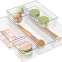 6 Pack Clear Drawer Organizer, Acrylic Drawer Storage Trays, Storage Bins for Makeup, Cosmetics, Jewelries, Utensils, Gadgets, Office