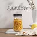 novelinks 16 oz Clear Plastic Jars with Lids, Refillable 16oz Mason Jars with Lids & Storage Containers for Kitchen & Household Use (20 Pack,Black)