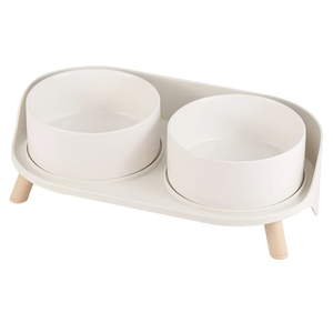 Elevated Ceramic Dog Bowl Set - Double Dog Feeding Bowls with Stand Splash Proof - Raised Dishes for Food and Water - Ideal for Small to Medium Dogs - 2 x 850 ml - 28.74 oz