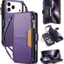 Compatible with iPhone 17 Pro Max Wallet Case with Card Holder Fashion PU Leather Magnetic Snap Flip Zipper Strap Protective Phone Case for iPhone 17 Pro Max Case Wallet(6.9 inch-Purple)
